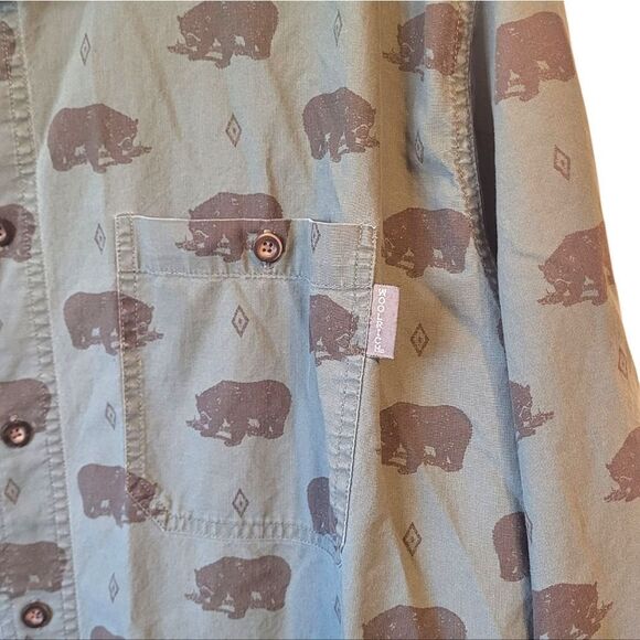 Woolrich Men's Olive Green Bear Button Down Shirt Size XL - Picture 6 of 6